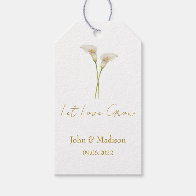 Låt kärleken växa Calla Lily fröpaket Bröllop Presentetikett (Framsidan)