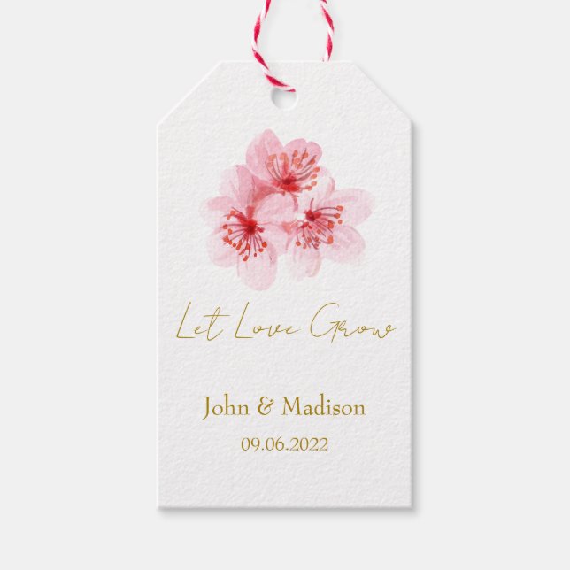 Låt kärleken växa Körsbärsblomfröpaket Bröllop Presentetikett (Framsidan)