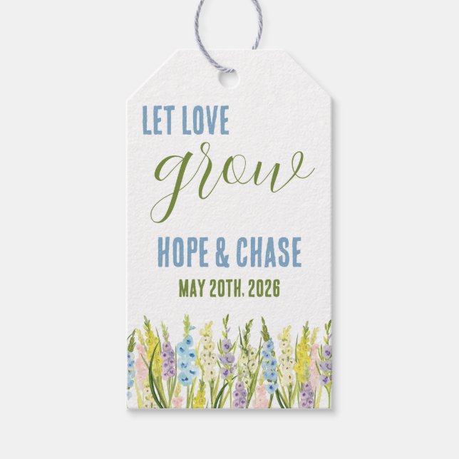 Låt kärleken växa, personlig gladioluspresent presentetikett (Framsidan)