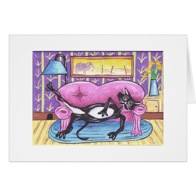 lat katt hälsningskort (Framsidan Horizontal)