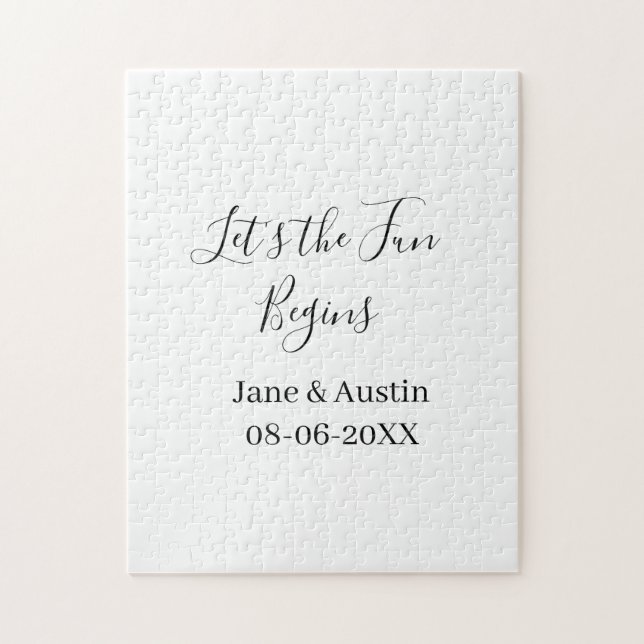 låt kul börja bröllopspar namn datum förenkl pussel (Vertikal)