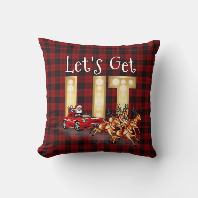 Låt LIT Santa Drives få en sportbil Buffalo Red Kudde (Framsida)