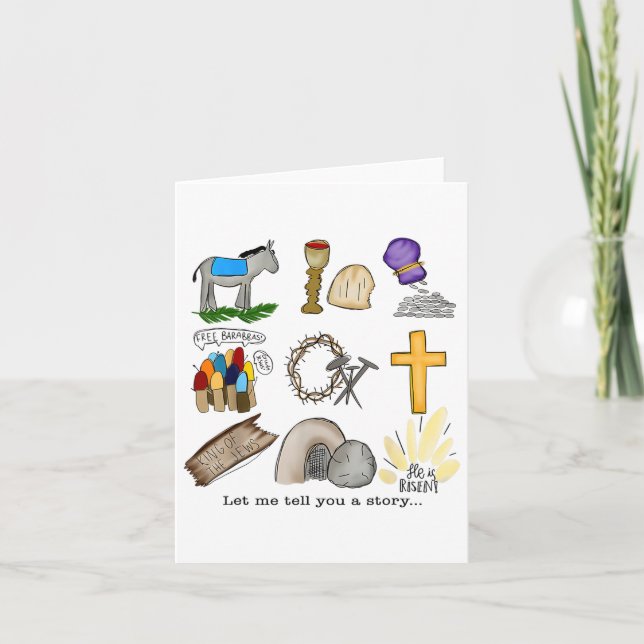 Låt mig berätta en historia Han är uppstånden Jesu Kort (Framsida)