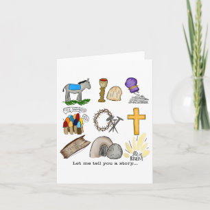 Låt mig berätta en historia Han är uppstånden Jesu Kort