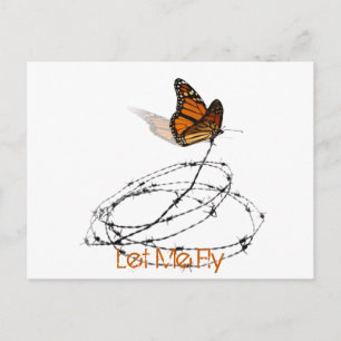 Låt mig flyga - Butterfly Caught i Barbed Wire Vykort