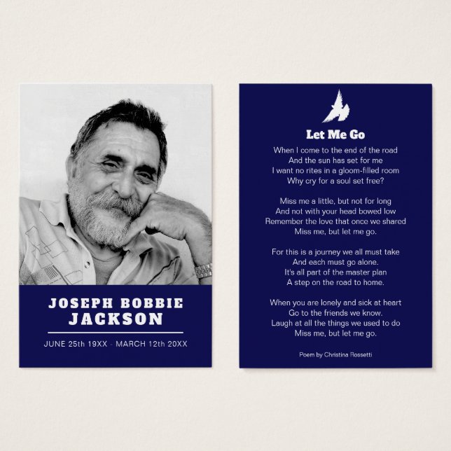 Låt mig gå till vit dovbön/dikt-kort visitkort (Framsida & baksida)