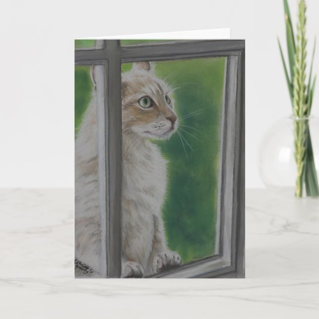 "Låt mig i" kort för kattkonsthälsning (Framsida)