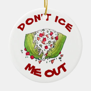 LÅT MIG INTE UT Lustigt Iceberg Lettuce Wedge Sala Julgransprydnad Keramik