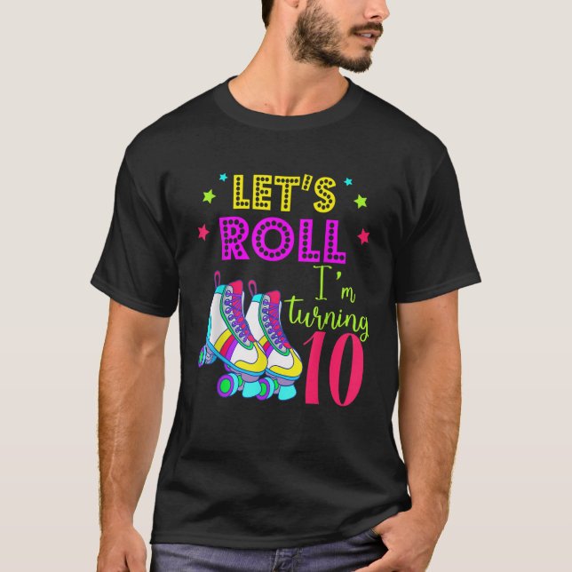 Låt mig rulla 10 Shirt Roller Skate 10 Bi T (Framsida)