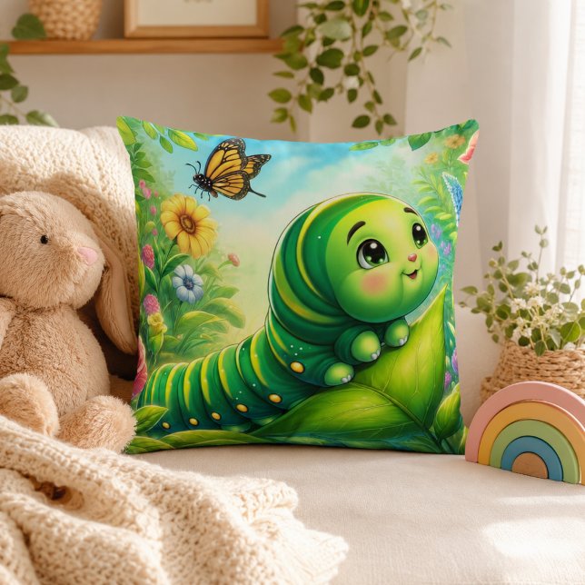 Låt mig vara en fjärilslarv vuxna barn kudde (Pretend I'm A Caterpillar Adults Kids Throw Pillow)