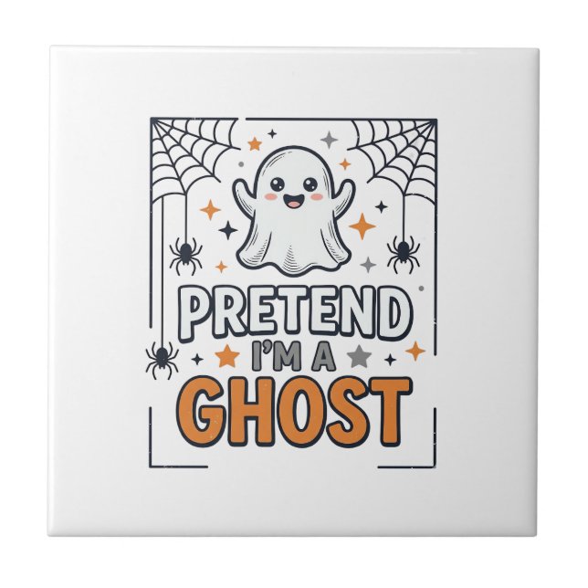 Låt Mig Vara En Spök Cute Halloween Kakelplatta (Framsidan)