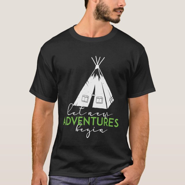 Låt nytt Äventyr börja - utomhuscamping T-Shirt (Framsida)