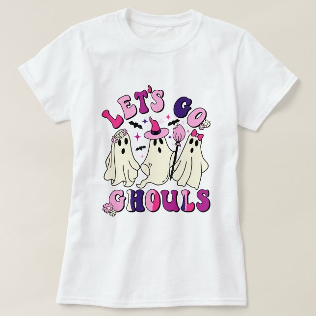 Låt oss åka Ghouls Halloween Ghost Costume T Shirt (Design framsida)