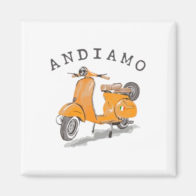 Låt oss åka Italien Gul Scooter  Magnet (Framsidan)