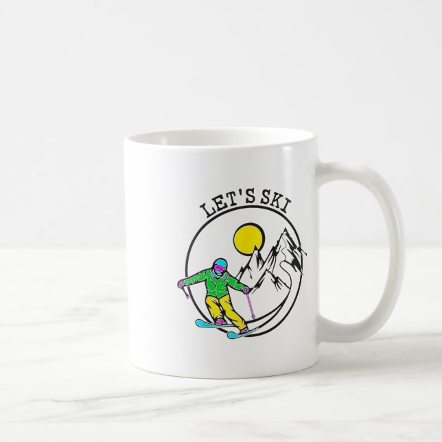 Låt oss åka skidor Coola skidgrejer för män Rolig  Kaffemugg (Höger)
