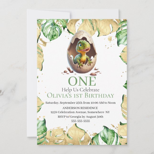 Låt oss åka till en Dino T Rex Party Inbjudningar (Framsida)