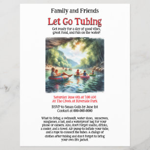 Låt oss åka Tubing Familjevänner Reklamblad