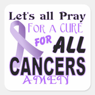 Låt oss All Pray for a Cure Cancer Awareness Appar Fyrkantigt Klistermärke