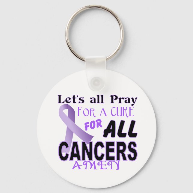 Låt oss All Pray for a Cure Cancer Awareness Appar Nyckelring (Framsida)