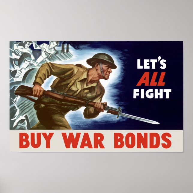 Låt oss all strid! Köp Krig-obligationer - WWII Poster (Framsidan)