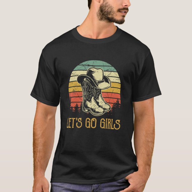 Låt oss Antal Westerna öknar för Go Girls Cowgirl  T Shirt (Framsida)
