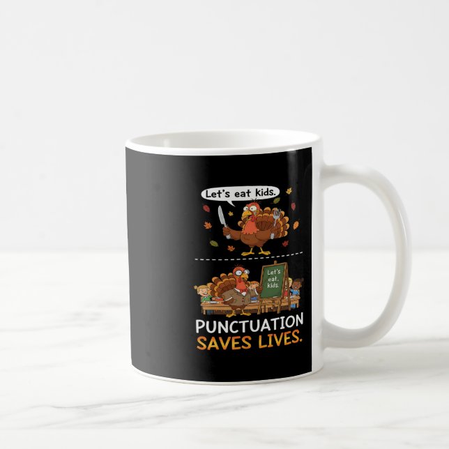 Låt oss äta barn teckensättning Roligt Thanksgivin Kaffemugg (Höger)