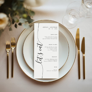 Låt oss äta Vertikal Skrift Elegant Bröllopsmeny Meny
