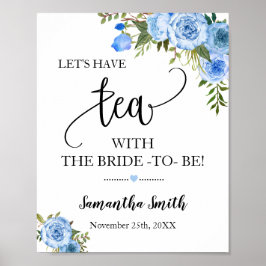 Låt oss att ha Tea med Bride som Blue boho Bröllop Poster