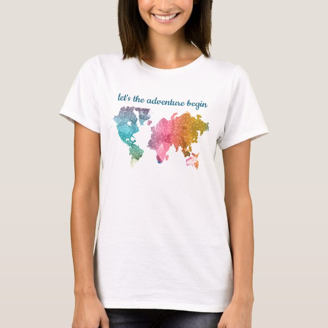 Låt oss Äventyr påbörja en färgfull geometrisk vär T Shirt (Framsida)