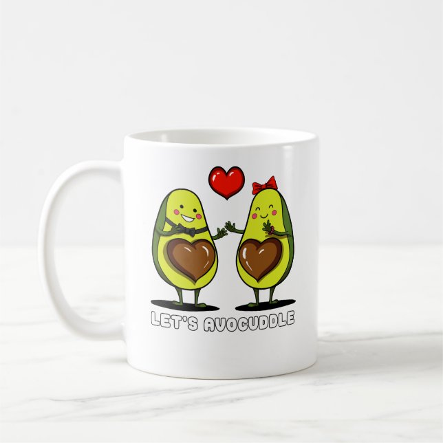 Låt oss Avocuddle Cute Avocado Vegan Joke Kaffemugg (Vänster)