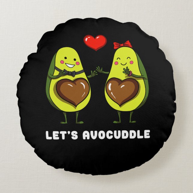 Låt oss Avocuddle Cute Avocado Vegan Joke Rund Kudde (Framsidan)