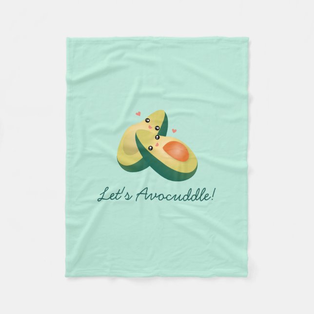 Låt oss Avocuddle Funny Cute Avocados Pun Humor Fleecefilt (Framsidan)