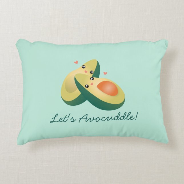 Låt oss Avocuddle Funny Cute Avocados Pun Humor Prydnadskudde (Framsidan)