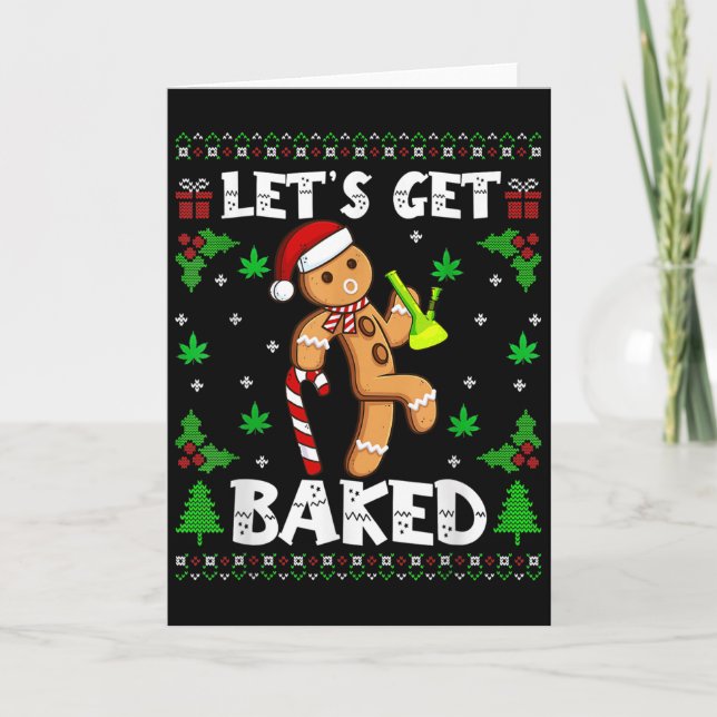 Låt Oss Baka Gingerbread Man Weed Rolig Jul Kort (Framsida)