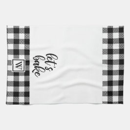 Låt oss Bake Buffalo Play Monogram Black White Kökshandduk