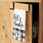 Låt oss Bake Buffalo Play Monogram Black White Kökshandduk<br><div class="desc">En buffelhandduk med plats för ditt monogram.</div>
