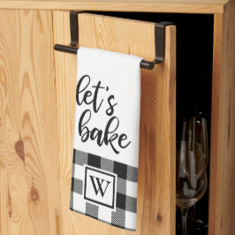 Låt oss Bake Buffalo Play Monogram Black White Kökshandduk