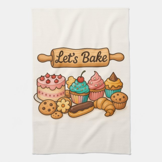 Låt oss Bake Kitchen Towel Kökshandduk (Vertikal)