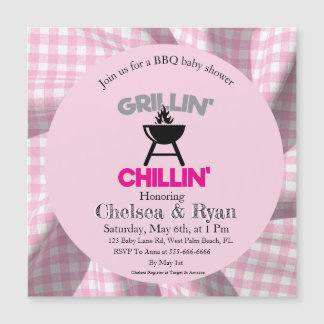 Låt oss BBQ Baby Shower-inbjudan • Gingham Baby-Q