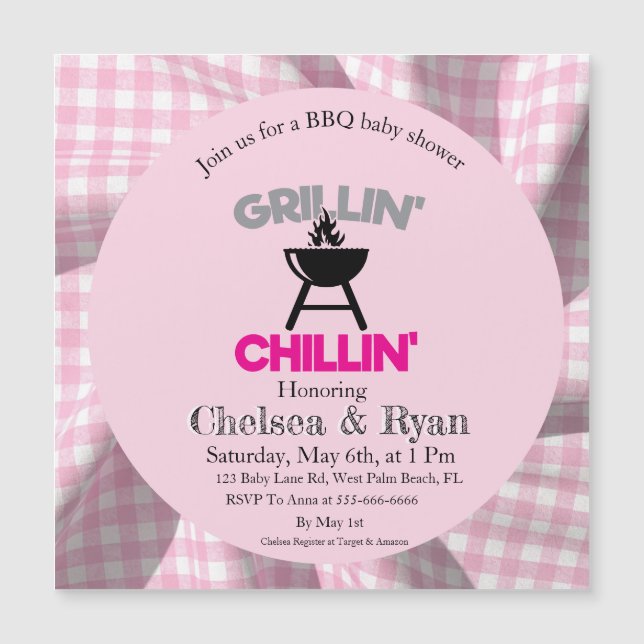 Låt oss BBQ Baby Shower-inbjudan • Gingham Baby-Q  (Framsida)