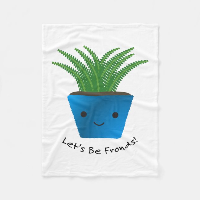 Låt oss Be Fronts Cute Kawaii Fern Fleecefilt (Framsidan)