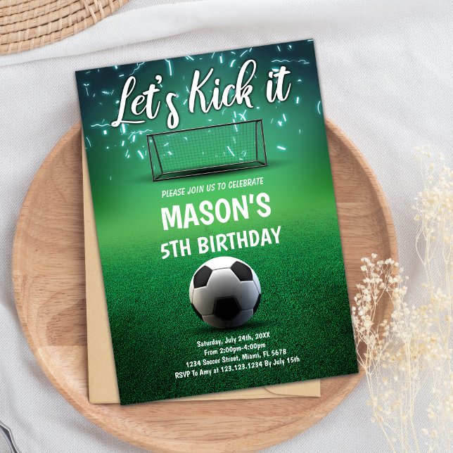 Låt oss behålla inbjudan till fotboll på födelseda (Let's Kick It Soccer Birthday Invitations)