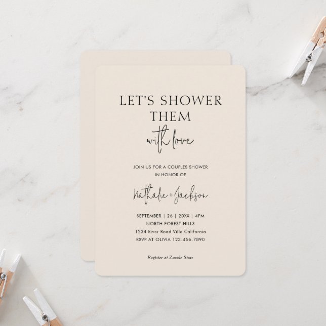 Låt oss bevaka dem med kärlek | Boho Shower Bridal Inbjudningar (Fram/Back In Situ)