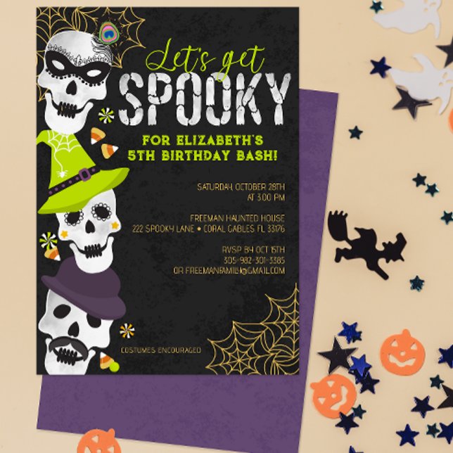Låt oss bjuda på taloky Halloween Birthday-inbjuda Inbjudningar (Spooky Halloween Costume Birthday Party Invitation for Any Age)