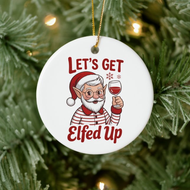 Låt Oss Bli Förtrollade Snarky Julvin Tomte Humor Julgransprydnad Keramik (Träd)