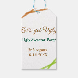 Låt oss bli ful jultomte ful jultröja Partyorange Presentetikett