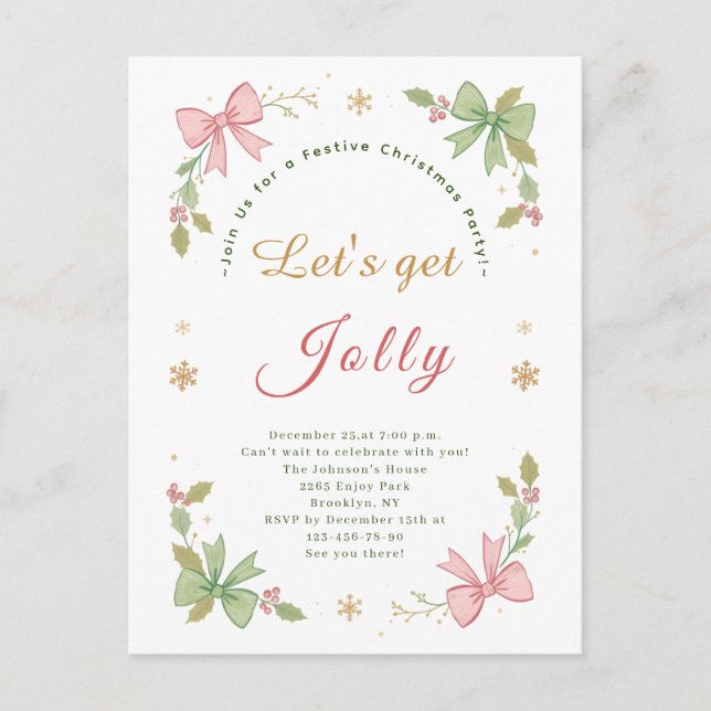 Låt oss bli glatt fantastiska julbåge firande högt helg vykort (Framsida)