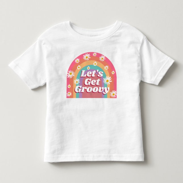 Låt Oss Bli Groovy Färgglada Regnbåge & Prästkraga T Shirt (Framsida)
