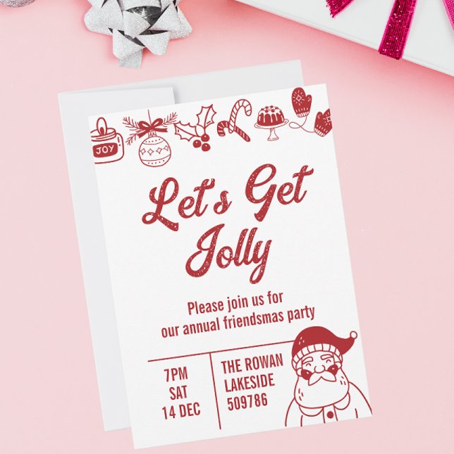 Låt oss Bli Jul Party Red Inbjudningar (Lets get jolly christmas party invitation)