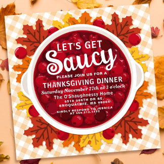 Låt oss bli kryddiga Cranberry Thanksgiving-middag Inbjudningar